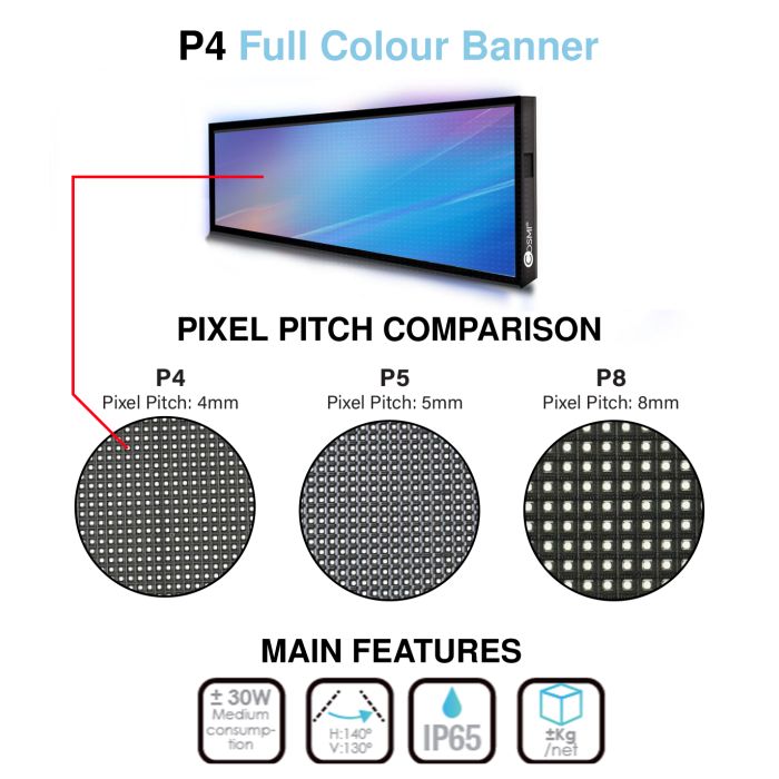 P4 Full Color S7 LED Sign Outdoor IP65 700x220mm COSMI