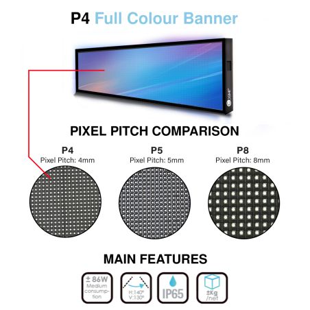 P4 Full Color LED Sign M10 Outdoor IP65 1020x380mm COSMI