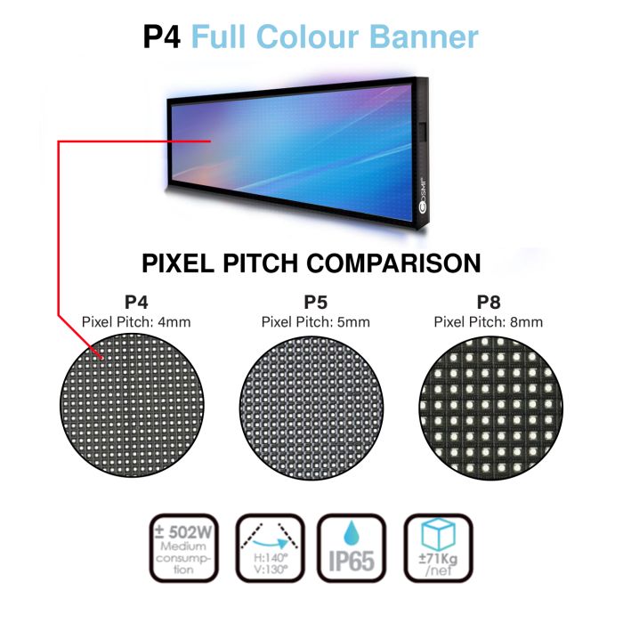 P4 Color LED Sign L29 Outdoor IP65 2940x540mm COSMI