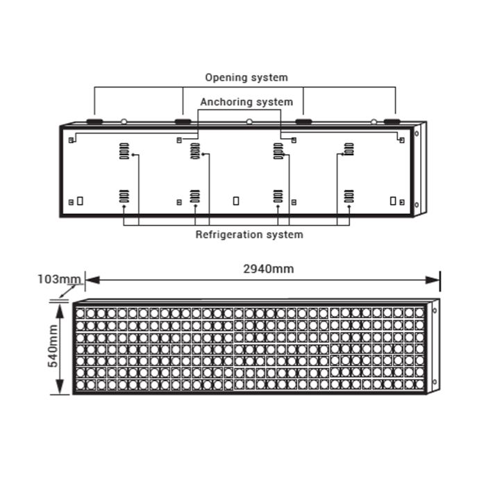 Letrero LED color P5 exterior L29 IP65 2940x540mm COSMI