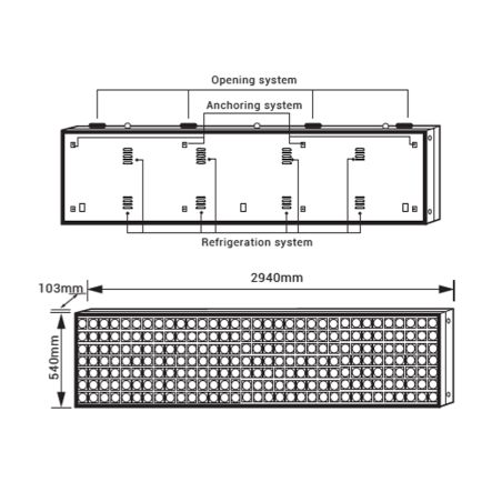 Letrero LED color P5 exterior L29 IP65 2940x540mm COSMI