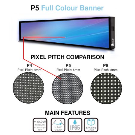 Letrero LED color P5 exterior L29 IP65 2940x540mm COSMI
