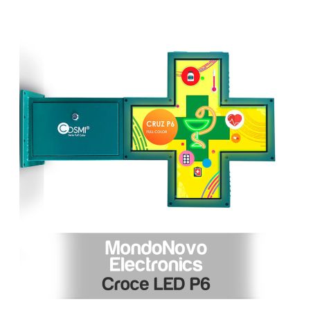 Croce a LED per Farmacia P6 FULL COLOR da esterno IP65 64x64 cm COSMI