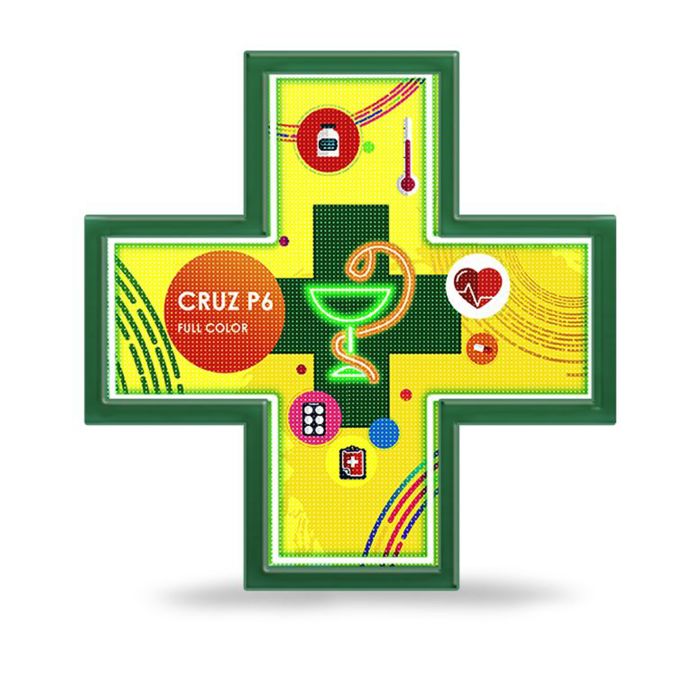 Croce a LED per Farmacia P6 FULL COLOR da esterno IP65 64x64 cm COSMI