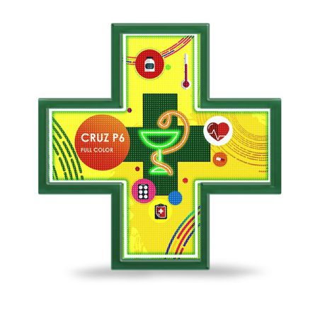 Croce a LED per Farmacia P6 FULL COLOR da esterno IP65 64x64 cm COSMI