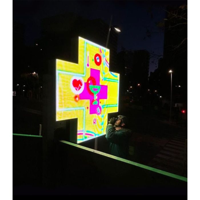 Croce a LED per Farmacia P4 L ORION FULL COLOR da esterno IP65 102x102  cm COSMI