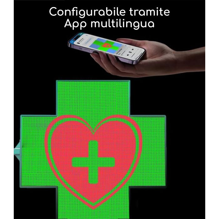 Croce a LED per Farmacia P5 XXL ORION FULL COLOR da esterno IP65 128x128 cm  COSMI