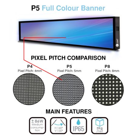 Letrero LED P5 M10 exterior IP65 102x38 cm programable | MondoNovoShop