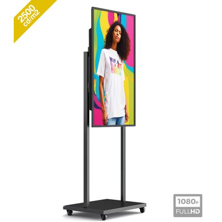Tótem multimedia Android 11.0 de 43" con resolución 2K y 2500 nits: alto brillo para exhibir