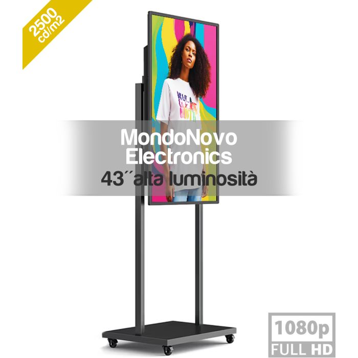 Tótem multimedia Android 11.0 de 43" con resolución 2K y 2500 nits: alto brillo para exhibir