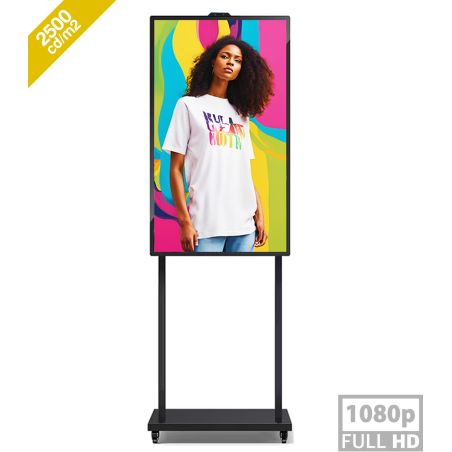 Tótem multimedia Android 11.0 de 43" con resolución 2K y 2500 nits: alto brillo para exhibir