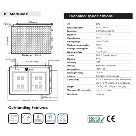 Display LED P4 Cosmi outdoor 96x64 cm 5500 nits IP65 | MondoNovoShop