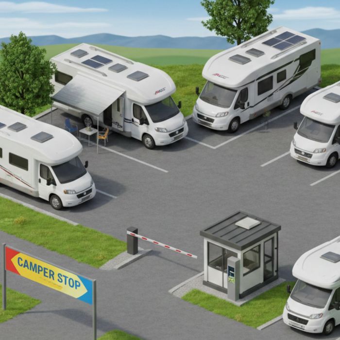 Parcheggio Self Service Area Camper | Barriera + POS + QR