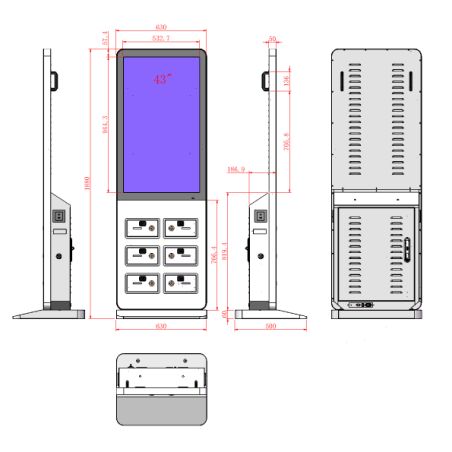 Totem 32" touch screen PCAP con 3 USB case per ricarica smartphone OS Android 11