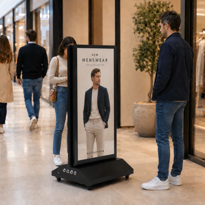 Soporte digital para exteriores de 43 pulgadas con batería, 1500 nits