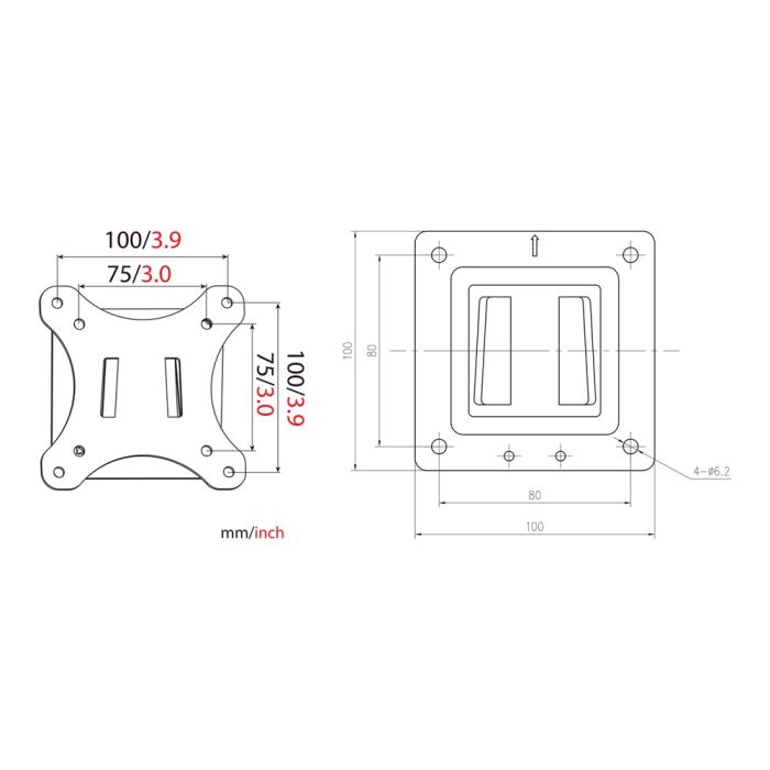Soporte de pared para monitor de 32", VESA 100x100, 18 kg | DIGITUS