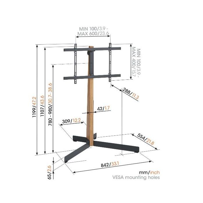 TVS 3695 FLOORSTAND OAK STEEL