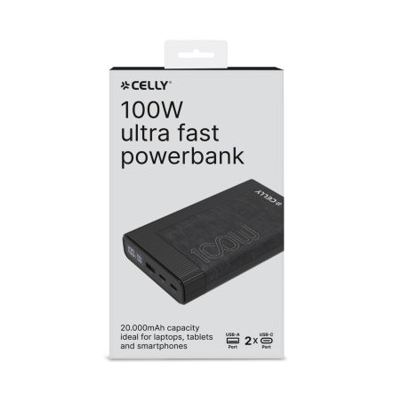 POWERBANK 20000MAH DISPLAY 100W BK