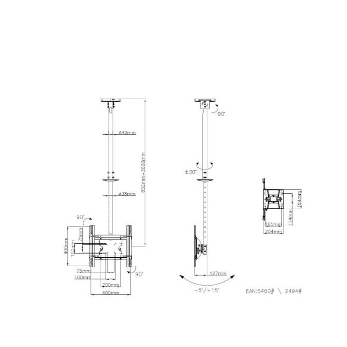 KIT FISSAGGIO A SOFFITTO 400X400