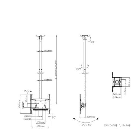 KIT FISSAGGIO A SOFFITTO 400X400