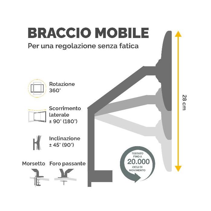 BRACCIO MONITOR SINGOLO PLATINUM