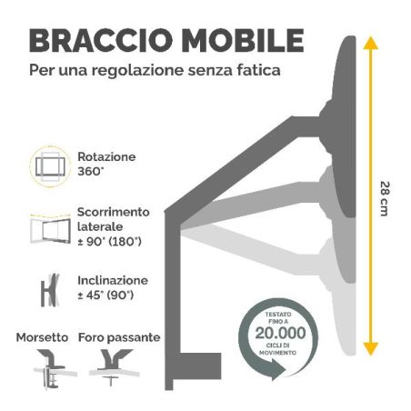 BRACCIO MONITOR SINGOLO PLATINUM