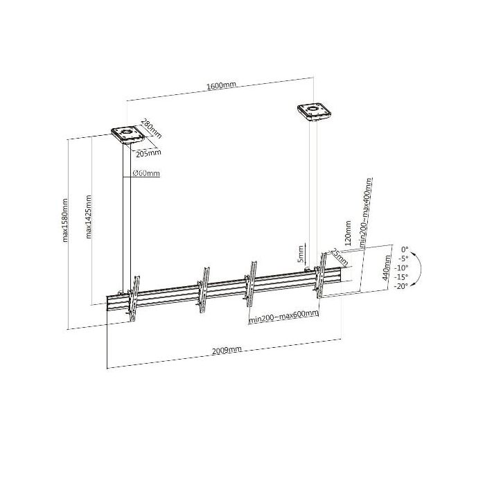 45 -55  DUAL SCREEN CEILING MOUNTL
