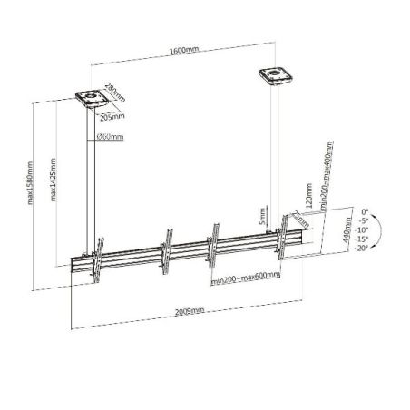 45 -55  DUAL SCREEN CEILING MOUNTL