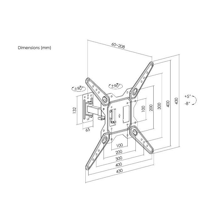 23 -55  FULL MOTION TV WALL MOUNT