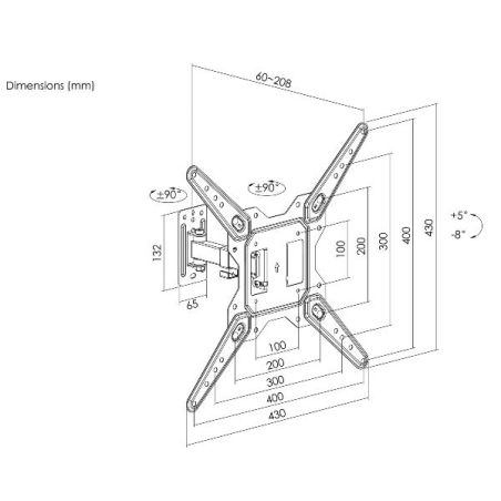 23 -55  FULL MOTION TV WALL MOUNT