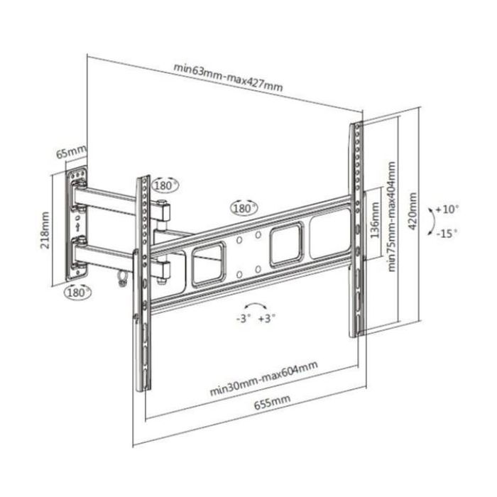 37 -70  ARTICULATING TV WALL BRACK.