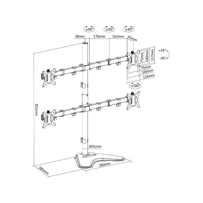 17 -32  ARTICULATING QUAD MONITOR T