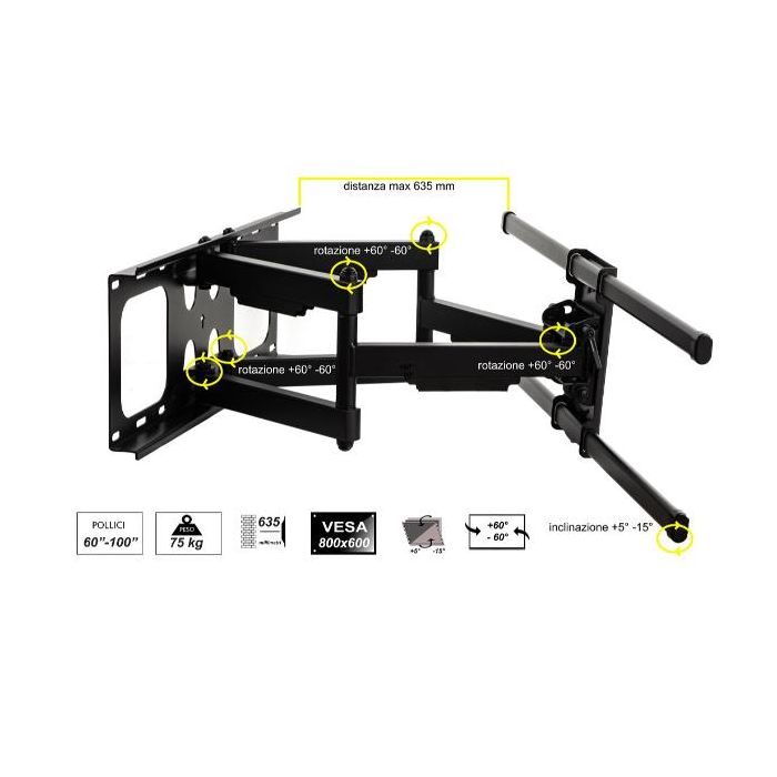 STAFFA A MURO MONITOR TV 60-100