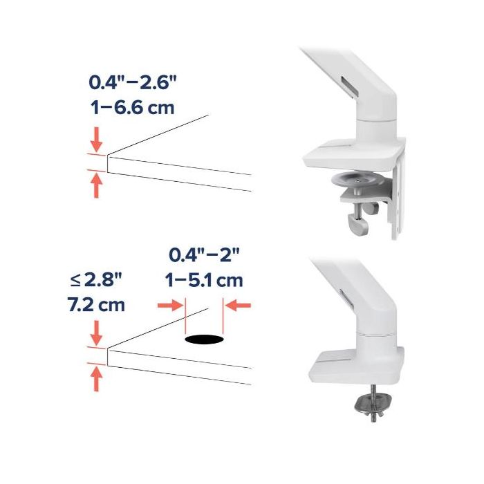 HX DESK ARM WITH HD PIVOT WHITE