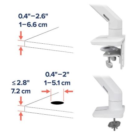 HX DESK ARM WITH HD PIVOT WHITE