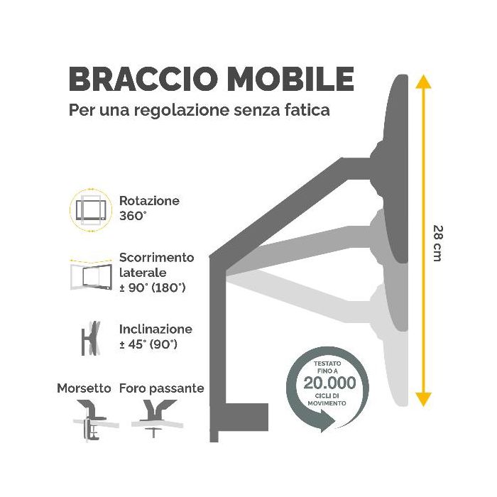 BRACCIO MONITOR SINGOLO PLATINUM
