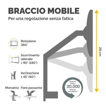 BRACCIO MONITOR SINGOLO PLATINUM