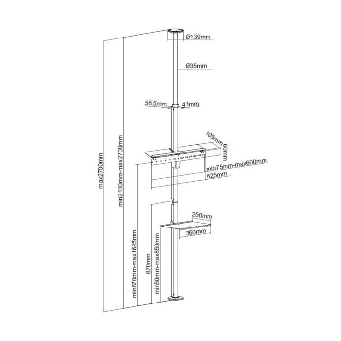 37 -70  FLOOR-TO-CEILING TV BRACKET