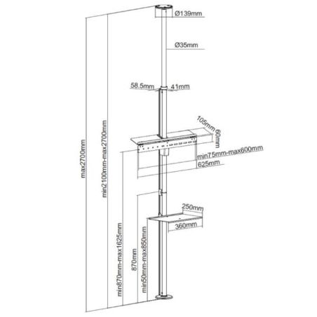 37 -70  FLOOR-TO-CEILING TV BRACKET