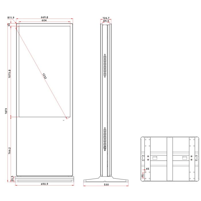 Tótem multimedia de 43" de doble cara para interiores