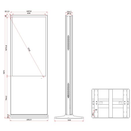 Tótem multimedia de 43" de doble cara para interiores